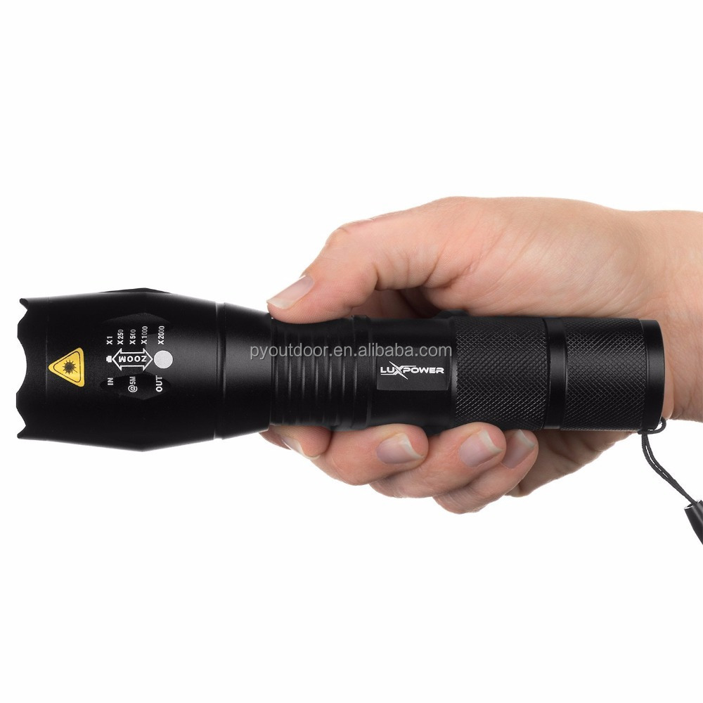 High quality self-defense T6 led bulb 1000lm handheld adjustable waterproof rechargeable tactical led flashlight