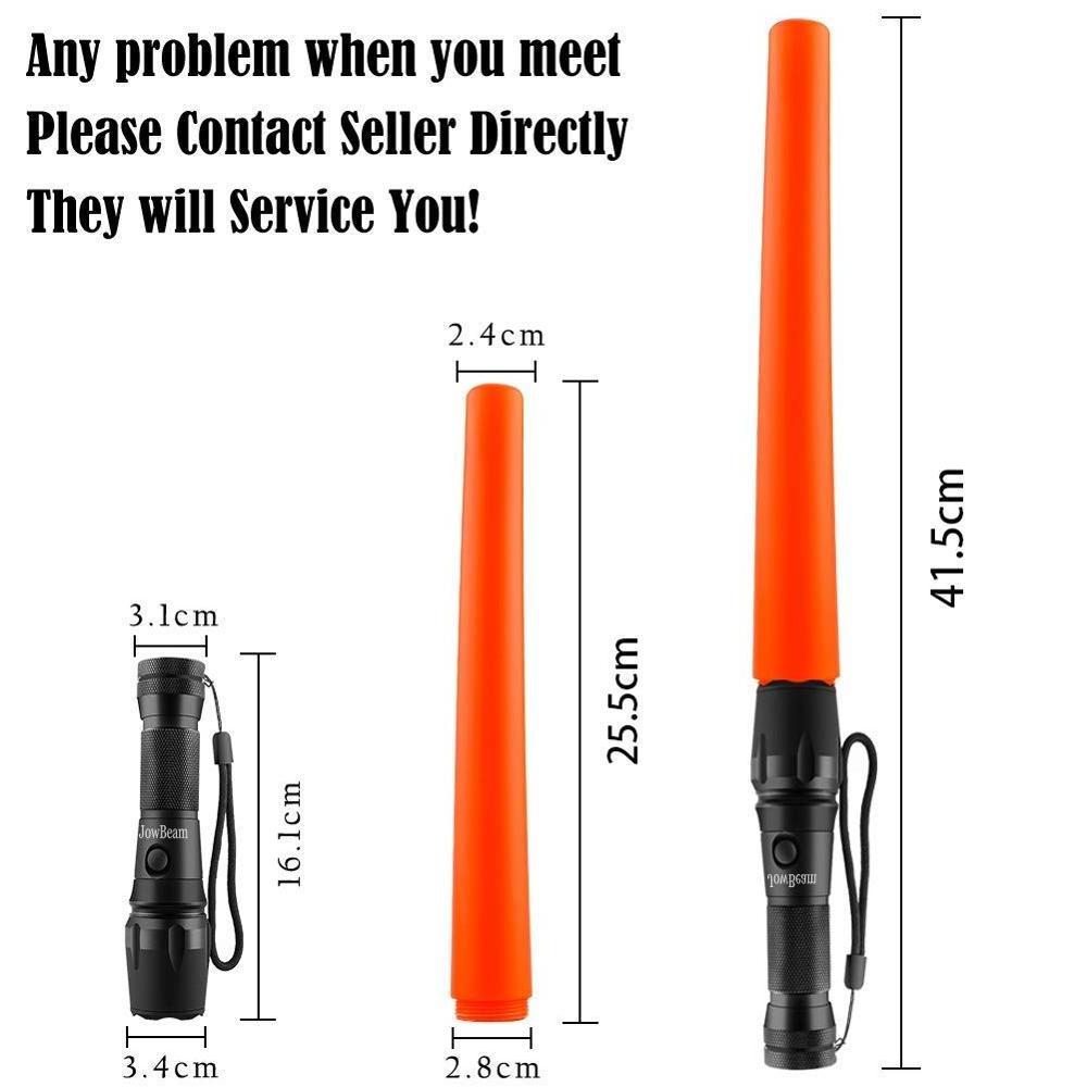 16 inch Traffic Wand 1000 Lumen Small Red LED Safety signal Baton Light Flashlight with Cone,Flashing Modes,Wrist Strap Lanyard