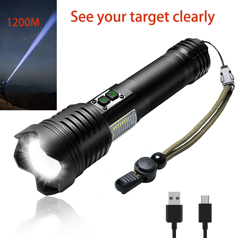 New white laser charging flashlight USB charging long-range telescopic focusing  with 5000mah  built-in battery laser flashlight