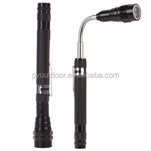 New mini waterproof IPX4 Aluminum Alloy LED  torch Flashlight with Extendable Head - Magnetic Pick up Tool