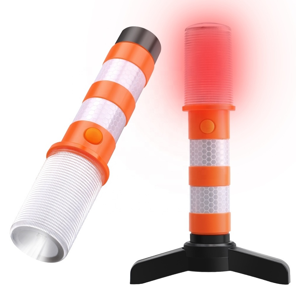 2020 LED safety warning light Roadblock multi-function strong magnetic flash light with support traffic light traffic baton