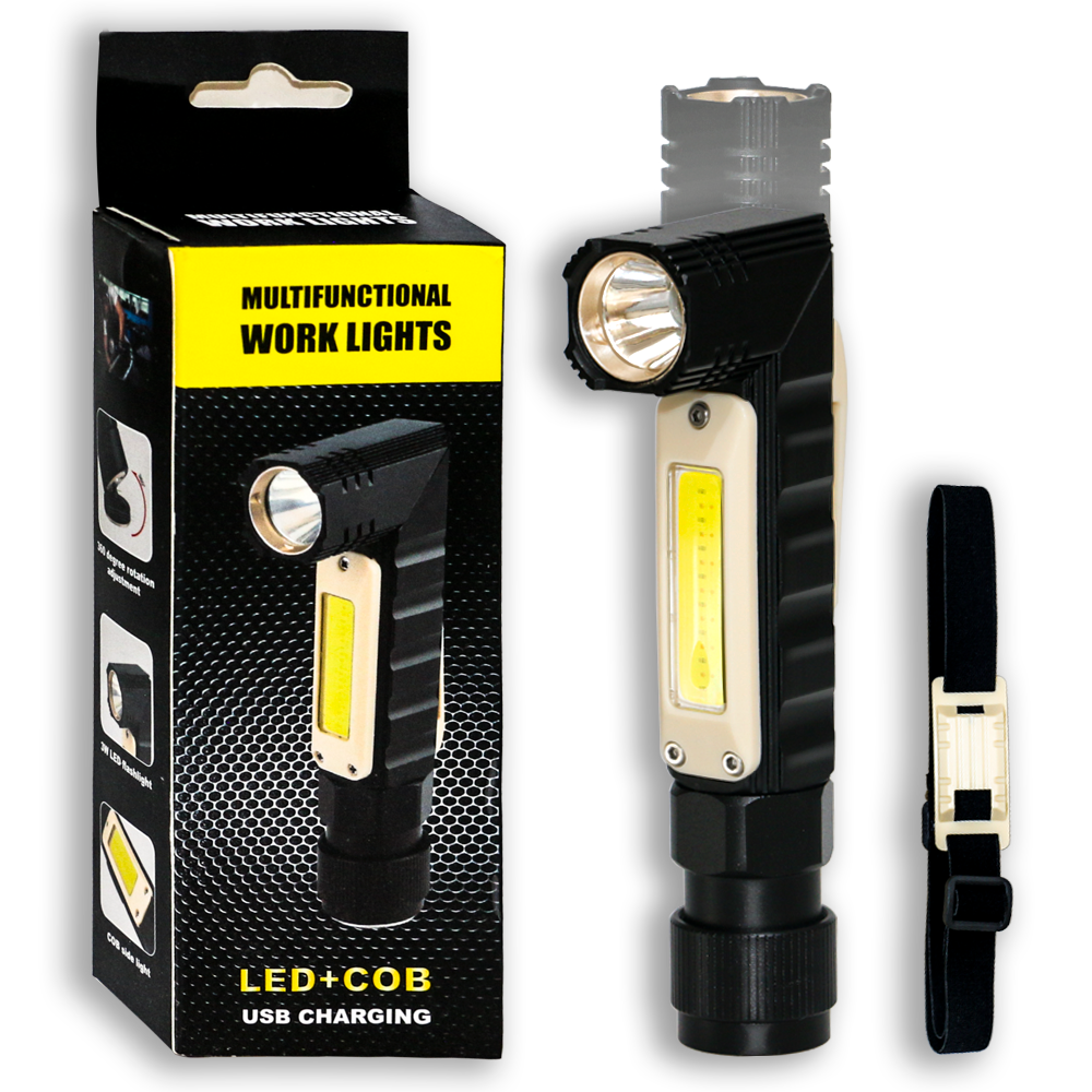 Magnetic LED Flashlight Ultra Bright Waterproof COB Light USB Rechargeable Torch Tail Magnet Work Light 90 Degrees Rotation