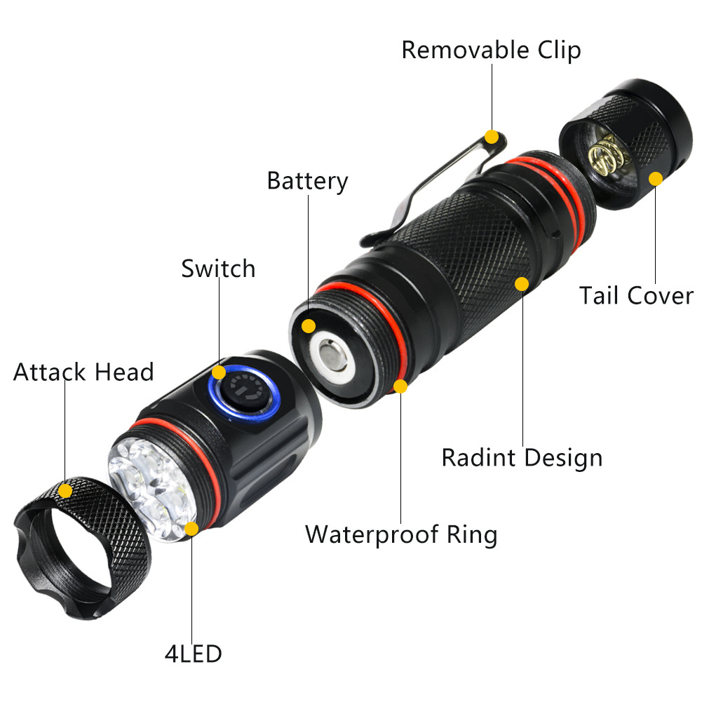 new  G2 high power waterproof IPX5  indicator strong Light USB rechargeable  charging strong light  torch flashlight