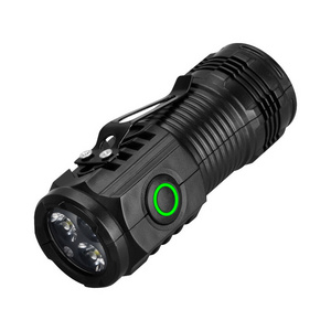 2024 New Outdoor LED Three Eyes Mini Super Strong Portable Keychain Light Multi functional Rechargeable Strong Light Flashlight