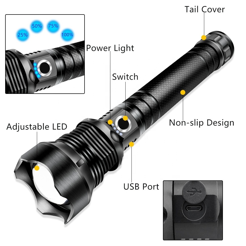 Led Lights 26650 Battery 100000 Lumen xhp70 2 Powerful Rechargeable Chinese Led xhp 70.2 Flashlight lamp