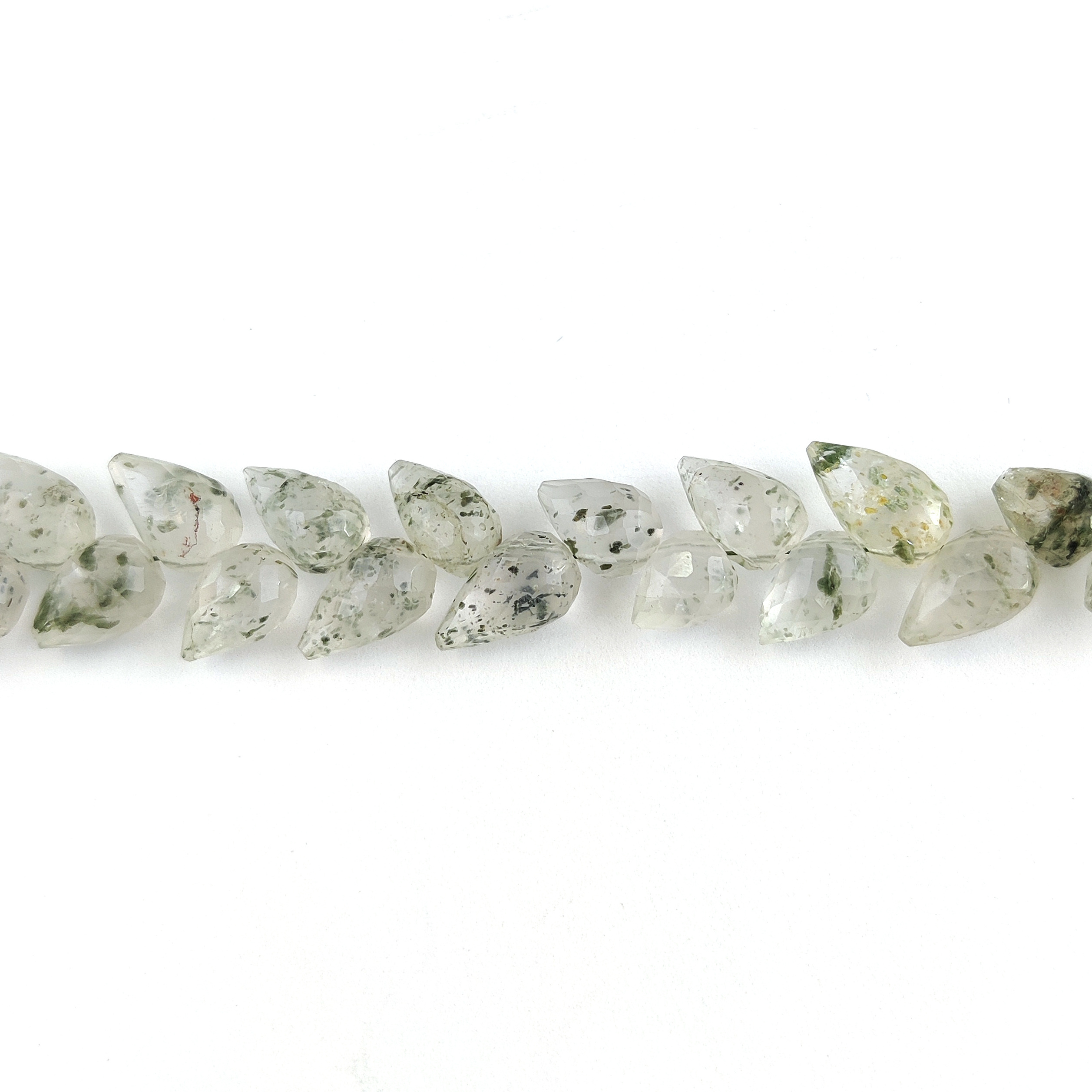 Moss Agate Teardrops Faceted Briolette Gemstone Beads 12x7mm Size Selling By 8 inch Long Strand Jewelry Making Supplies