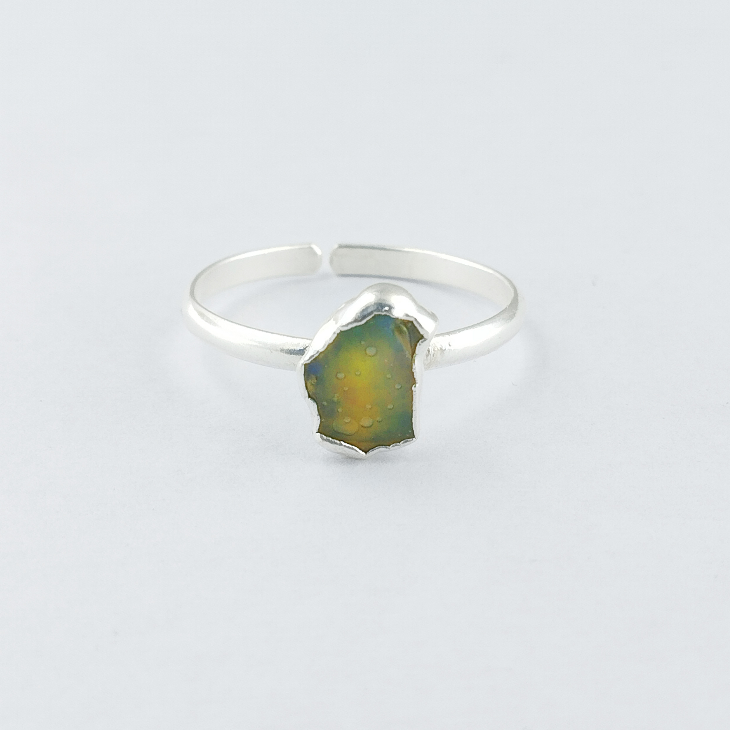 Ethiopian Opal  Raw Gemstone Rings, 925 Sterling Silver Adjustable Rings, Silver Plated Rings gemstone jewelry