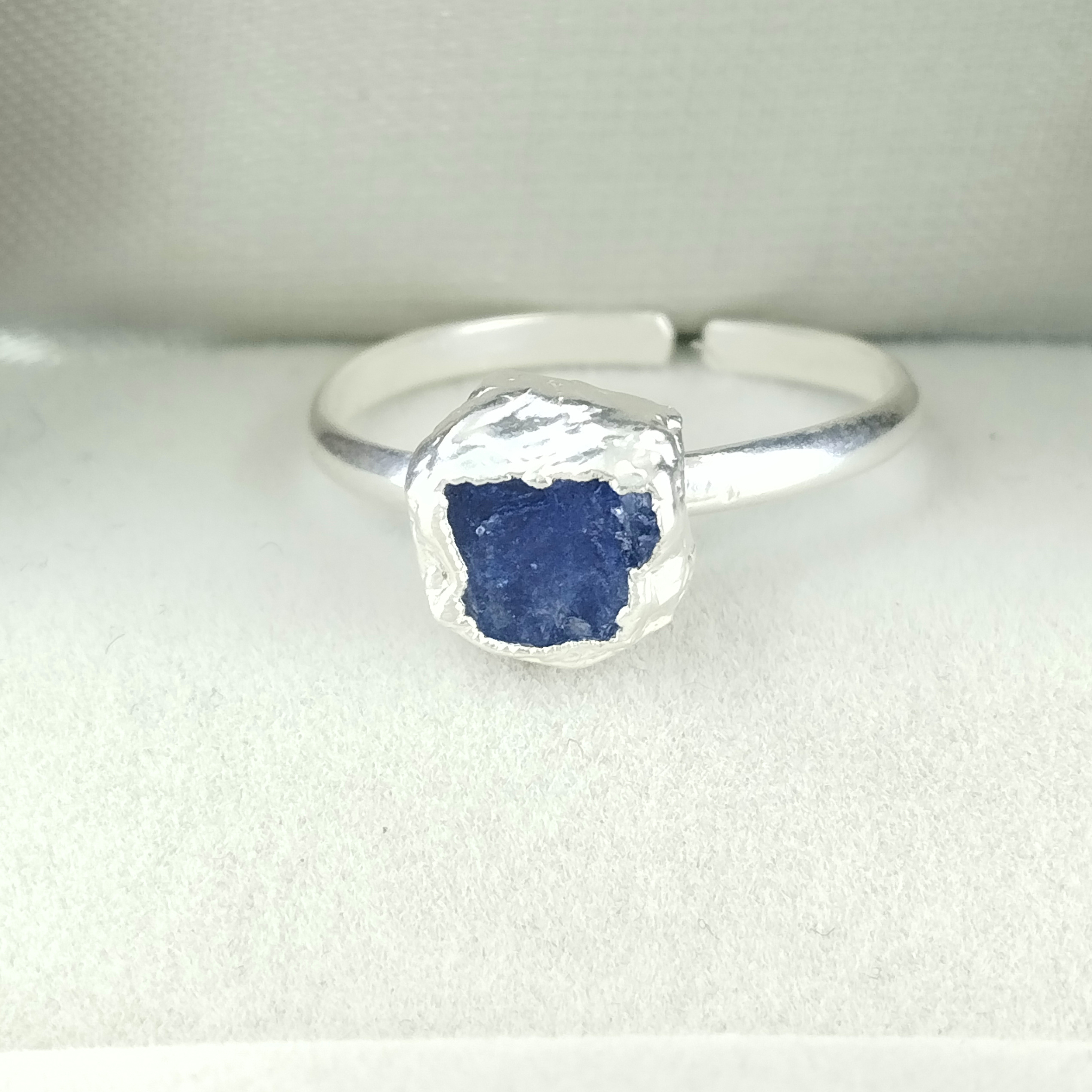 Tanzanite Raw Gemstone Rings, 925 Sterling Silver Adjustable Rings, Silver Plated Rings Birthstone Jewelry