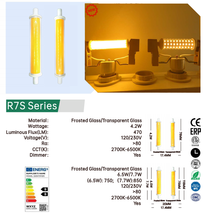 R7S LED Bulb 5W  230V Lamp 78mm 118mm High Lumen LED Corn light Replace 30W 40W halogen light Lamp