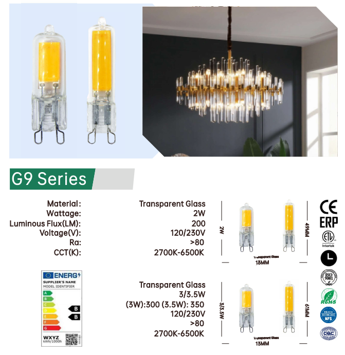 Filament Mini lighting Decoration Lamps 2W 3W 3.5W COB Led G9 G4 light bulb