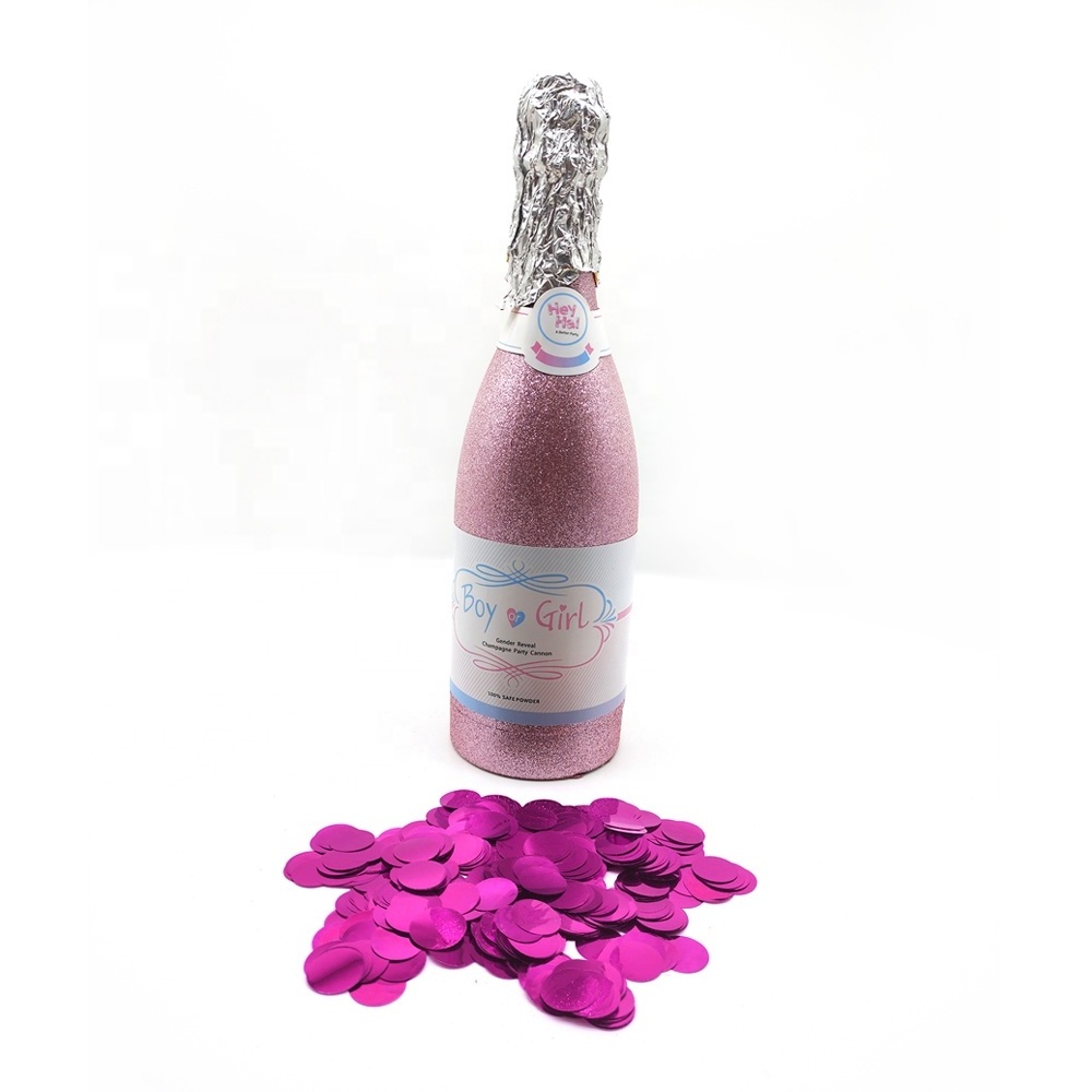 Heyha wholesale blue and pink air compressed gender reveal champagne confetti cannon shooter baby shower