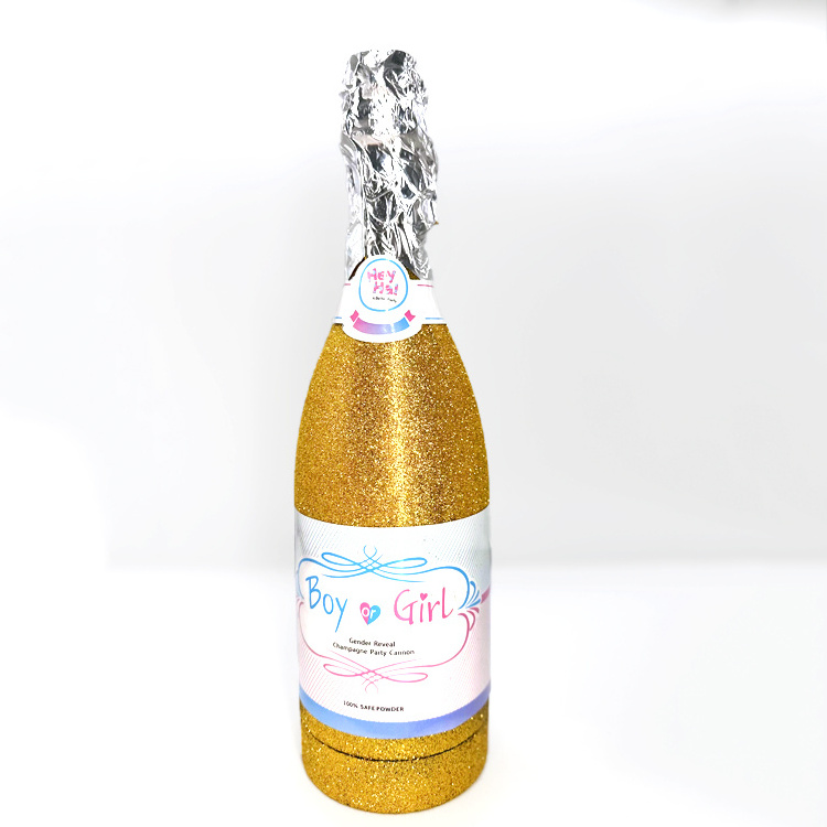 Heyha OMG Gender Reveal Champagne Bottle Blue Pink Confetti Popper Party Shooter Cannon for Baby Shower