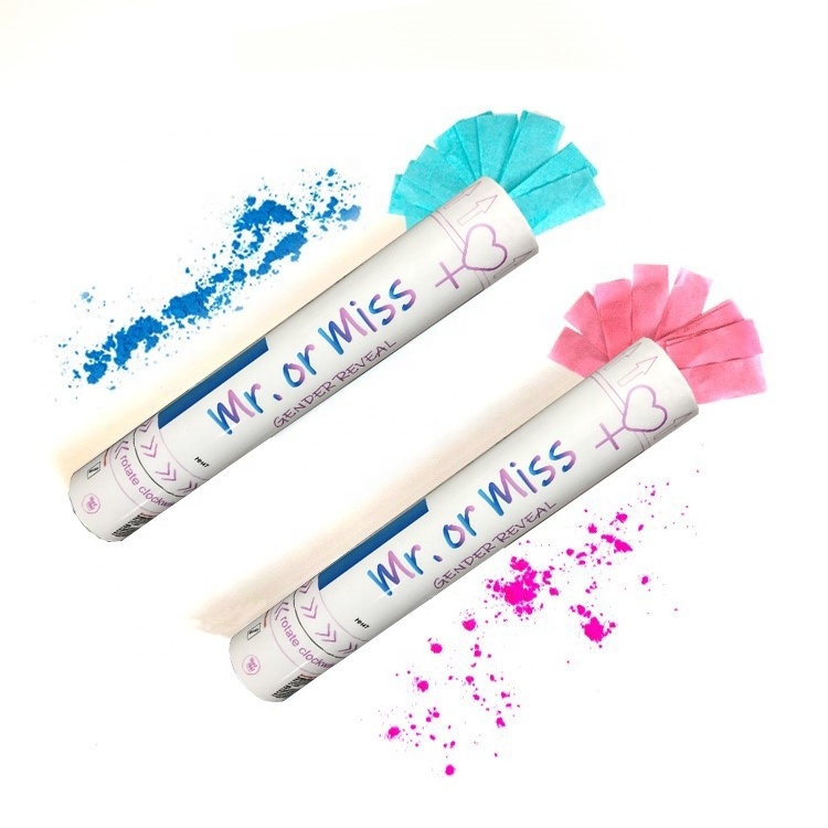 Heyha 2blue 2pink Custom Biodegradable Confetti Smoke Gender Reveal Confetti Powder Cannon Poppers