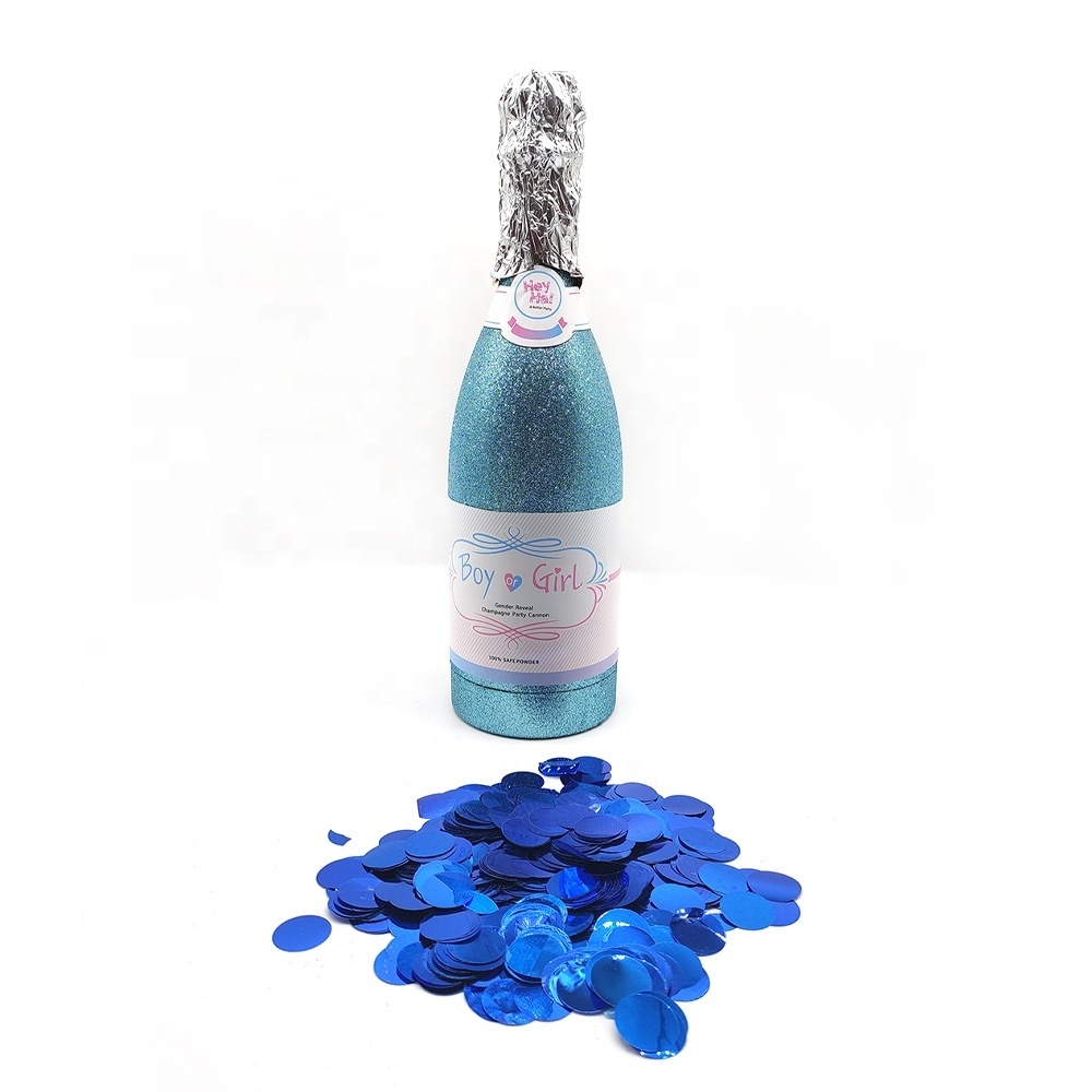 Heyha wholesale blue and pink air compressed gender reveal champagne confetti cannon shooter baby shower