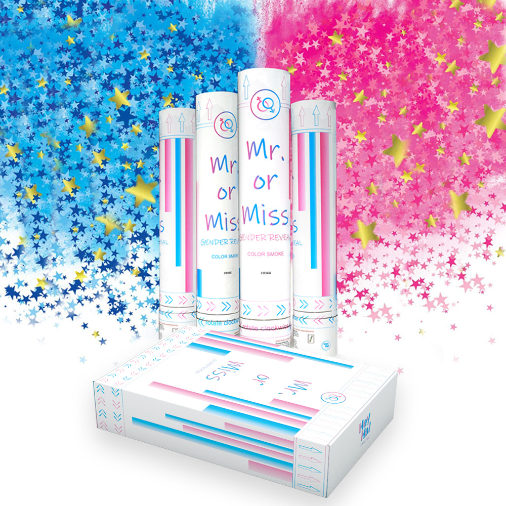 New Design Gender Reveal Holi Powder  Tube Smoke Confetti Cannon  30CM