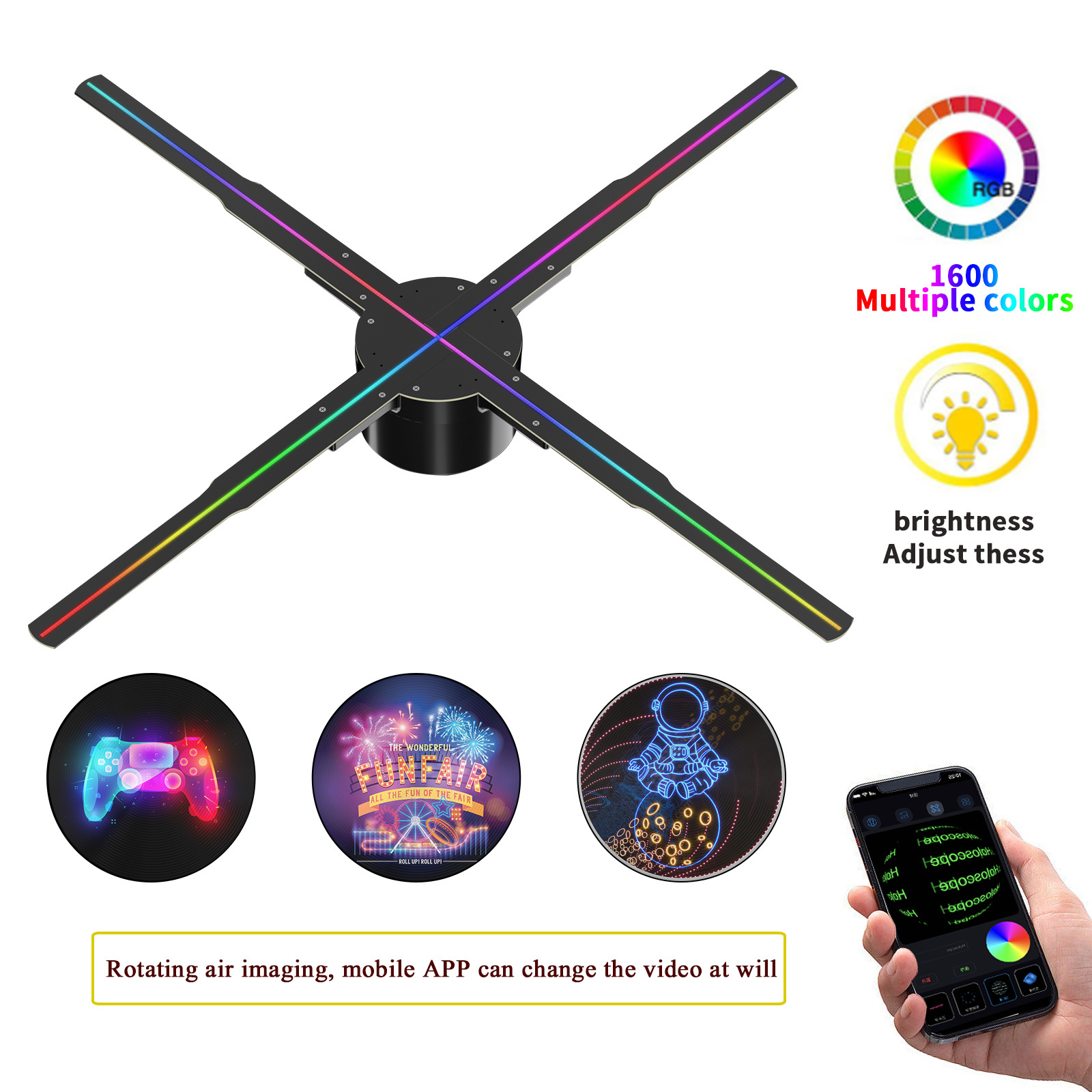 Price competitive 50cm 4 blades 3d Holographic Display Advertising Machine 3d hologram projector Wifi Connected 3D hologram fan