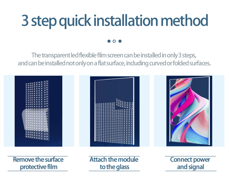 P2 - P50 Arc Ultra-Thin Adhesive Flexible Led Film Clear Mesh Screen For Glass Advertising Display Video Wall