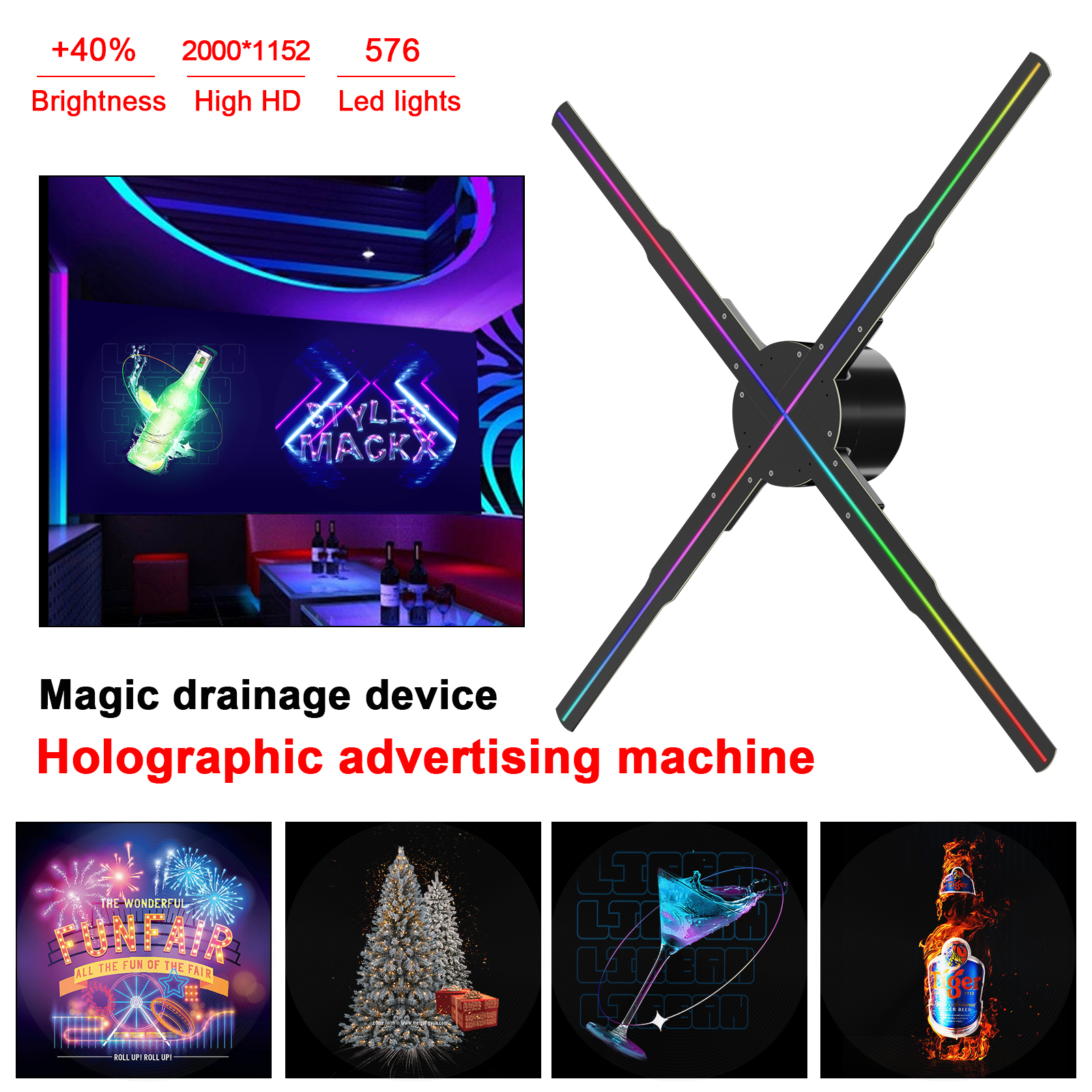 Price competitive 50cm 4 blades 3d Holographic Display Advertising Machine 3d hologram projector Wifi Connected 3D hologram fan