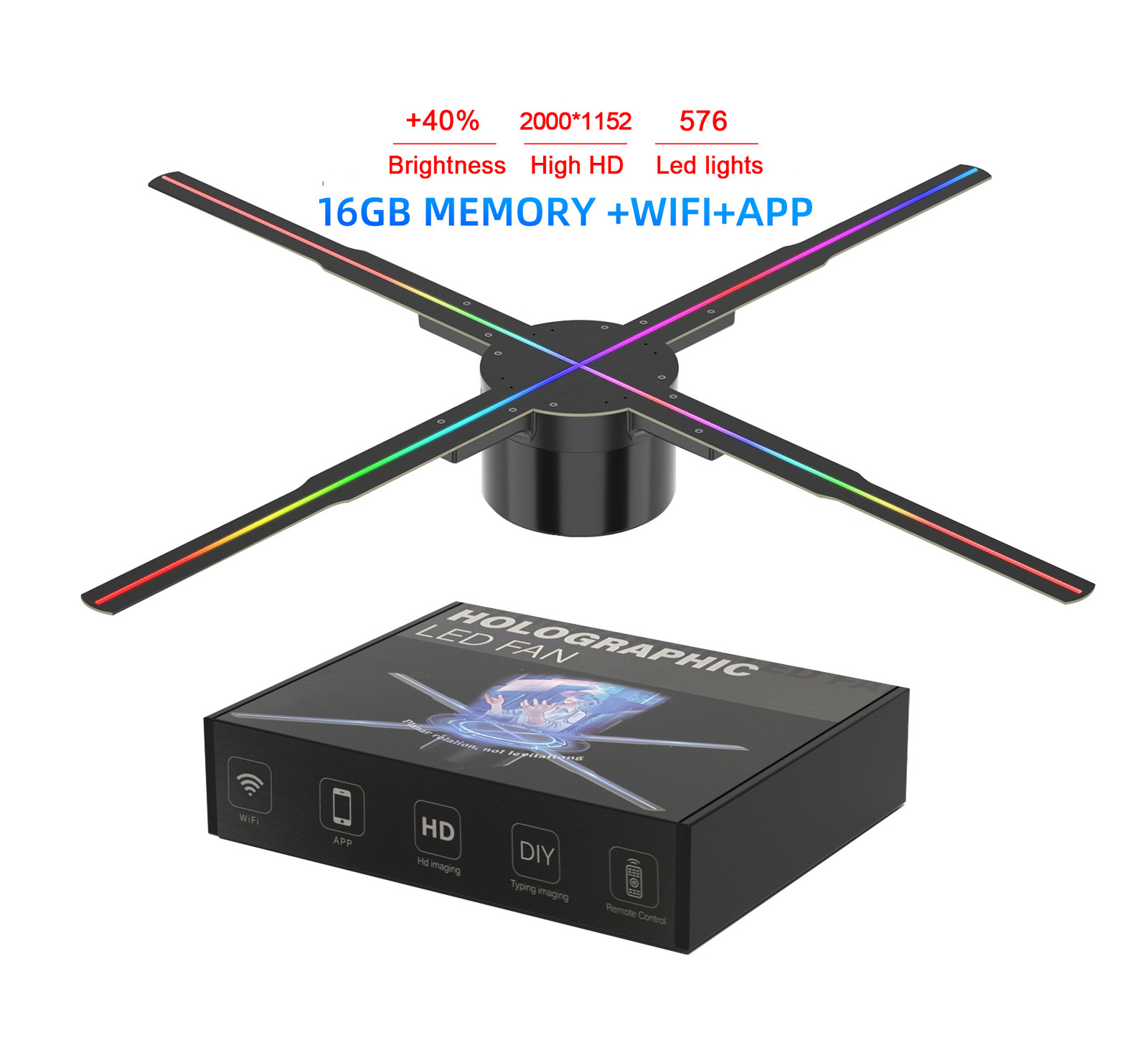 Price competitive 50cm 4 blades 3d Holographic Display Advertising Machine 3d hologram projector Wifi Connected 3D hologram fan