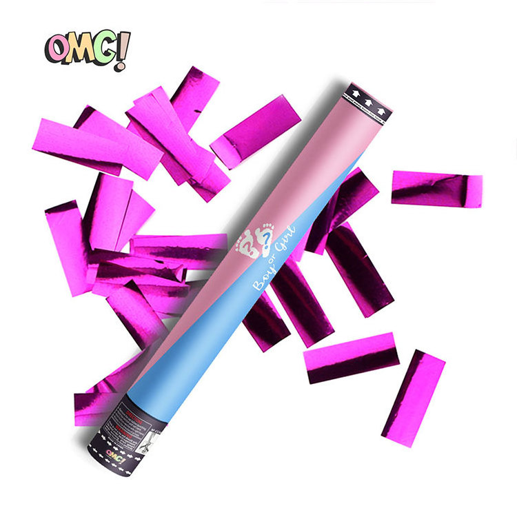 OMG Gender Reveal Party Boy or Girl Compressed Air Holi Smoke Confetti Cannons Party Poppers