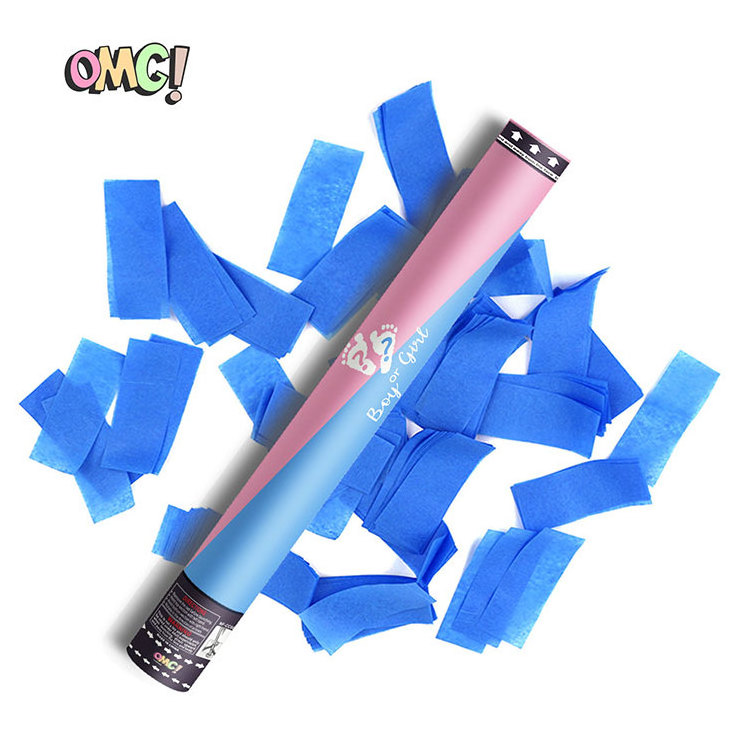 OMG Blue Pink 100% Biodegradable Confetti Baby Gender Reveal Confetti Cannon Smoke Cannon