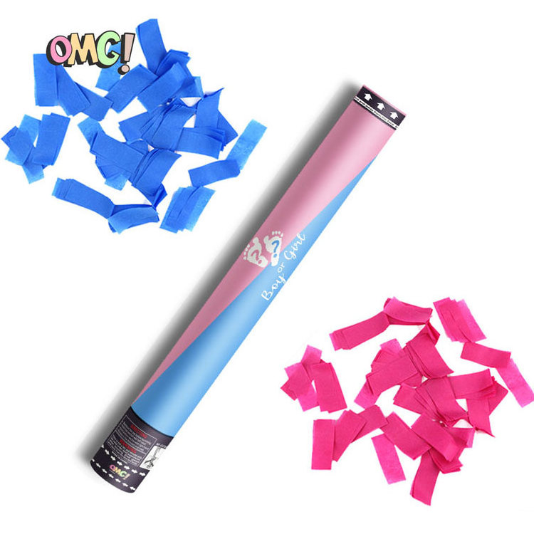 OMG Blue Pink 100% Biodegradable Confetti Baby Gender Reveal Confetti Cannon Smoke Cannon