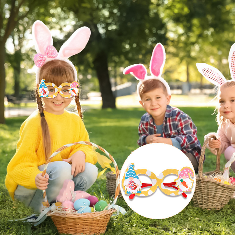 2023 easter party easter paper egg Cartoon rabbit glasses for easter decoration 2023 supplies