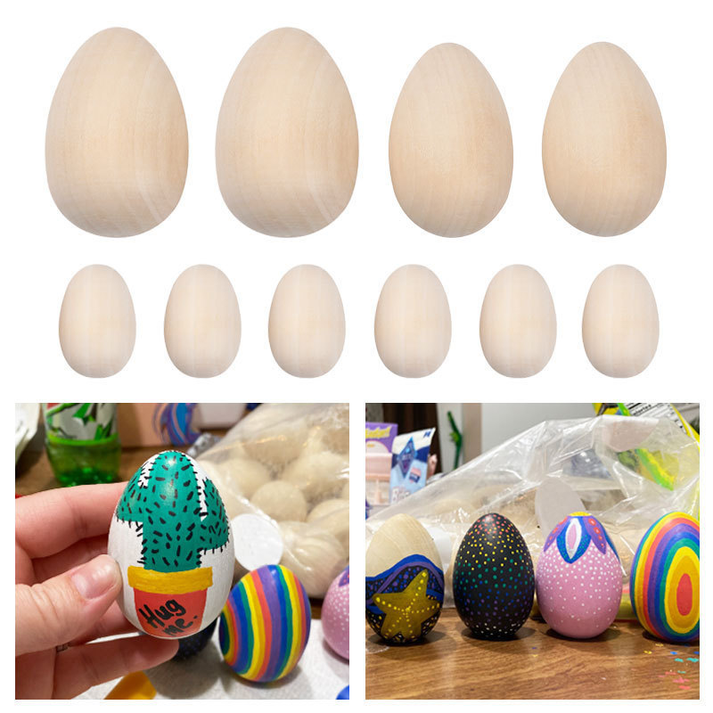 Smooth Stand Up Wooden Easter Eggs DIY Painted Craft for Easter Decorate Unfinished Wooden Eggs Unpainted Wooden Easter Eggs