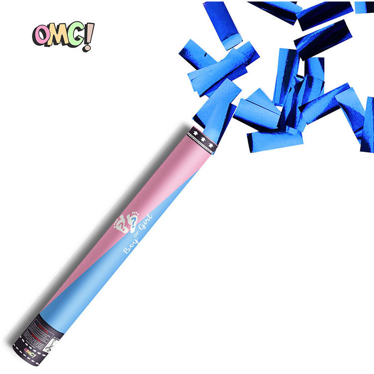 OMG Gender Reveal Party Boy or Girl Compressed Air Holi Smoke Confetti Cannons Party Poppers