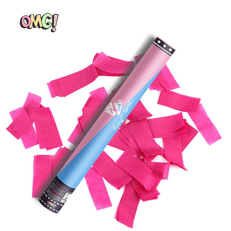 OMG Blue Pink 100% Biodegradable Confetti Baby Gender Reveal Confetti Cannon Smoke Cannon