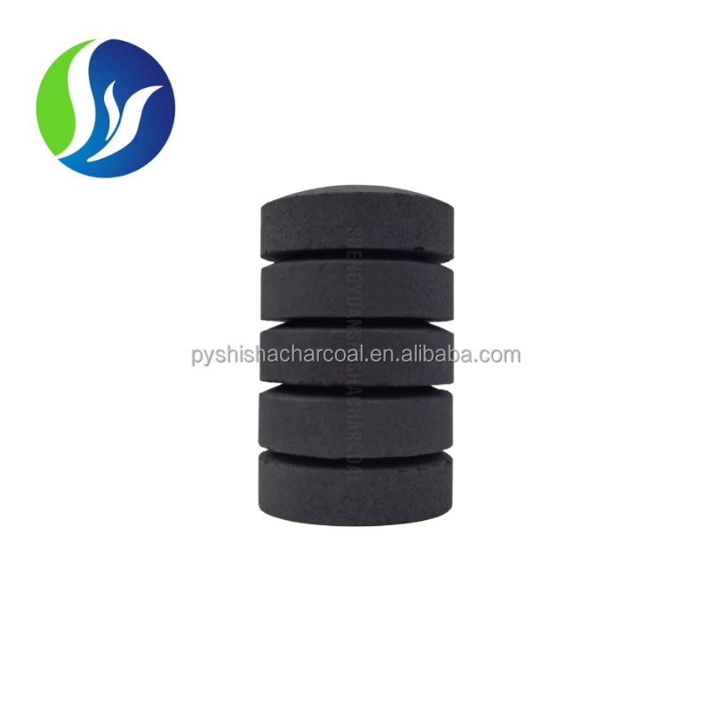 Samples of Round black charcoal  tablets, charcoal disc size 50 mm  for incense and hookah