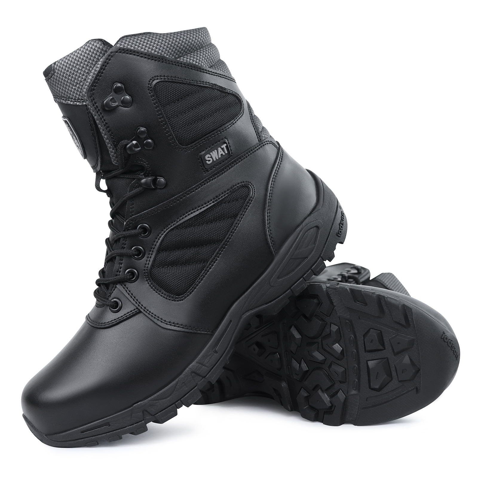 fashionable 2024 Hot Travel Lace Up Leather Boots Mid Work Black shoes Outdoor trekking Combat hiking boots