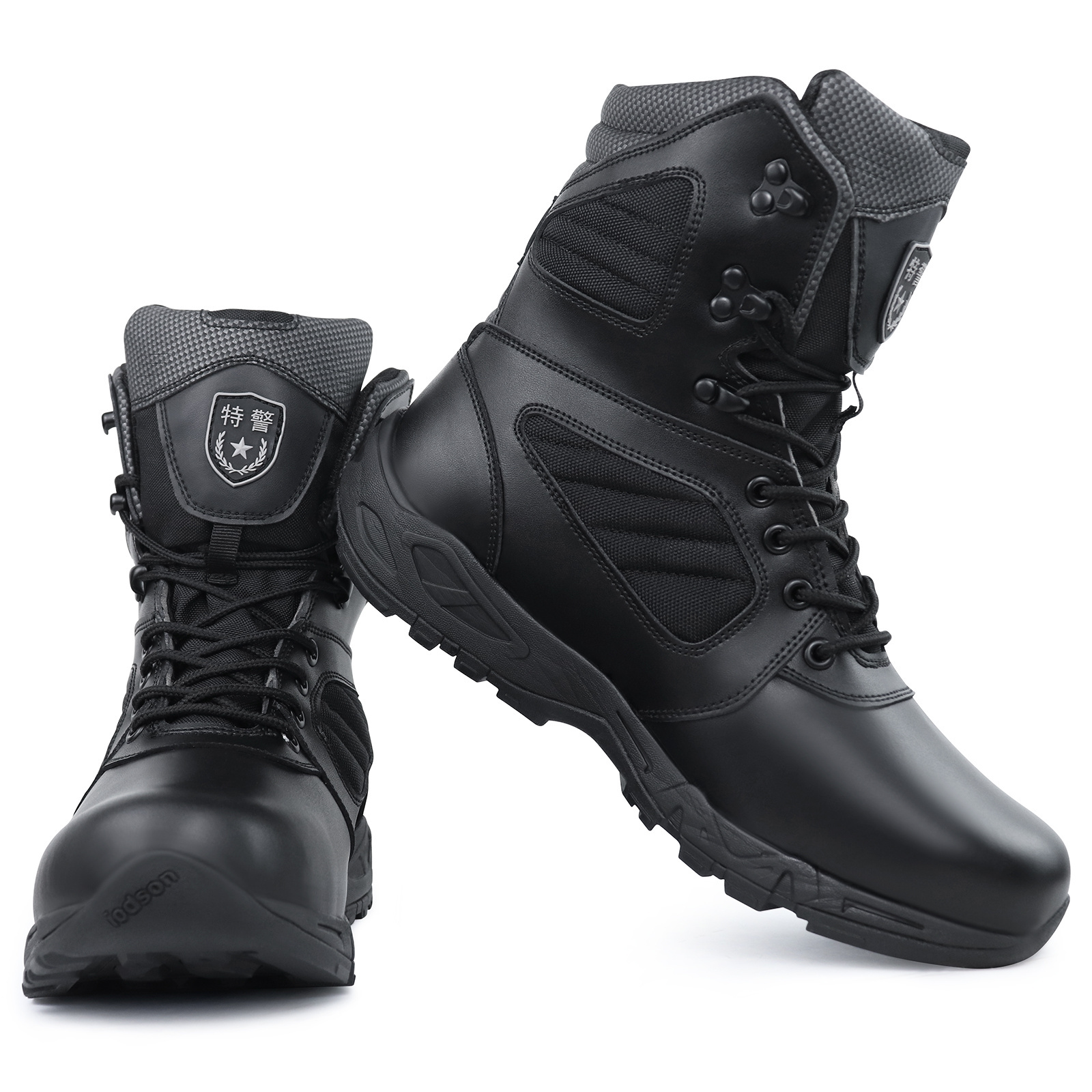 fashionable 2024 Hot Travel Lace Up Leather Boots Mid Work Black shoes Outdoor trekking Combat hiking boots