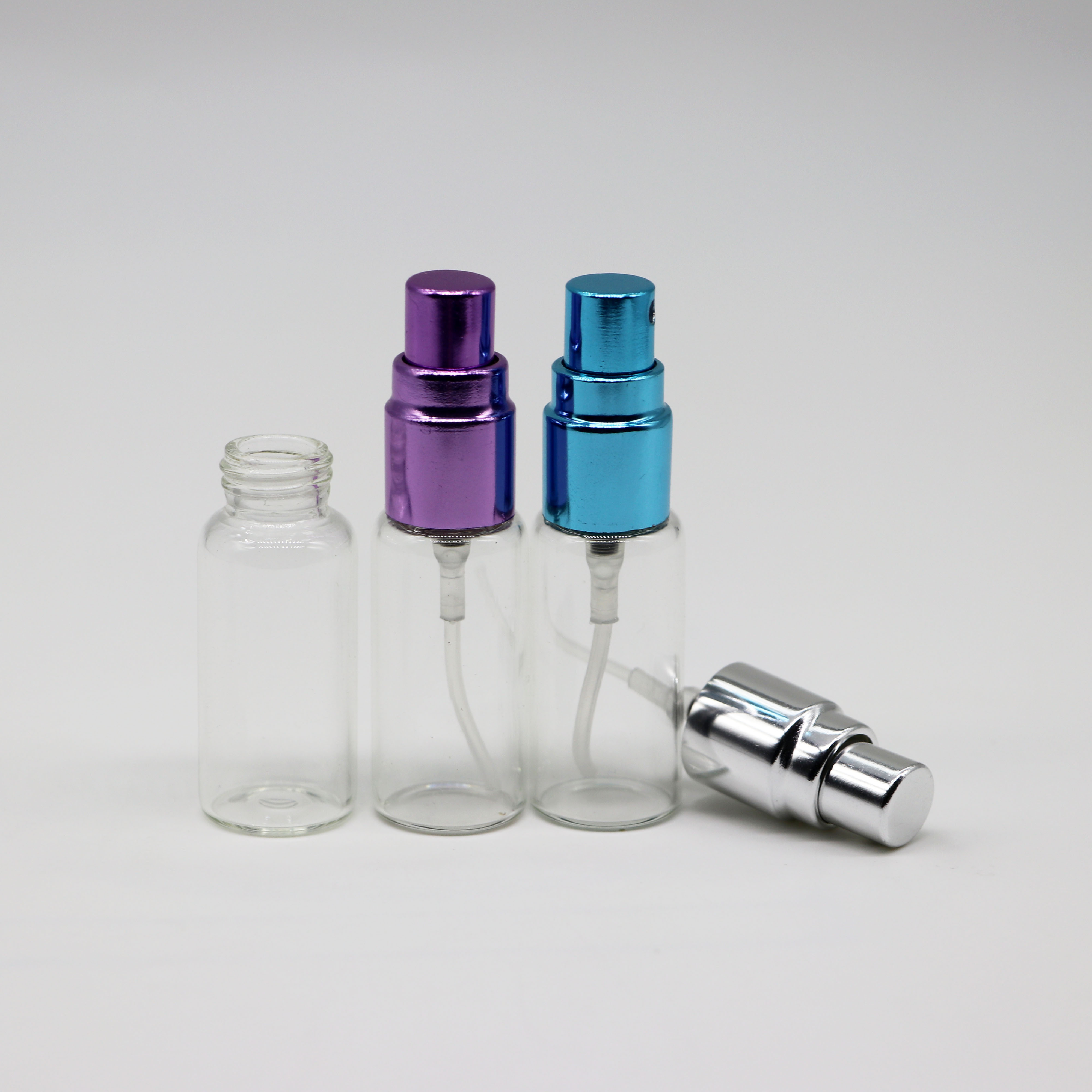 High quality clear glass vials with pump sprayer for perfume glass bottle packing