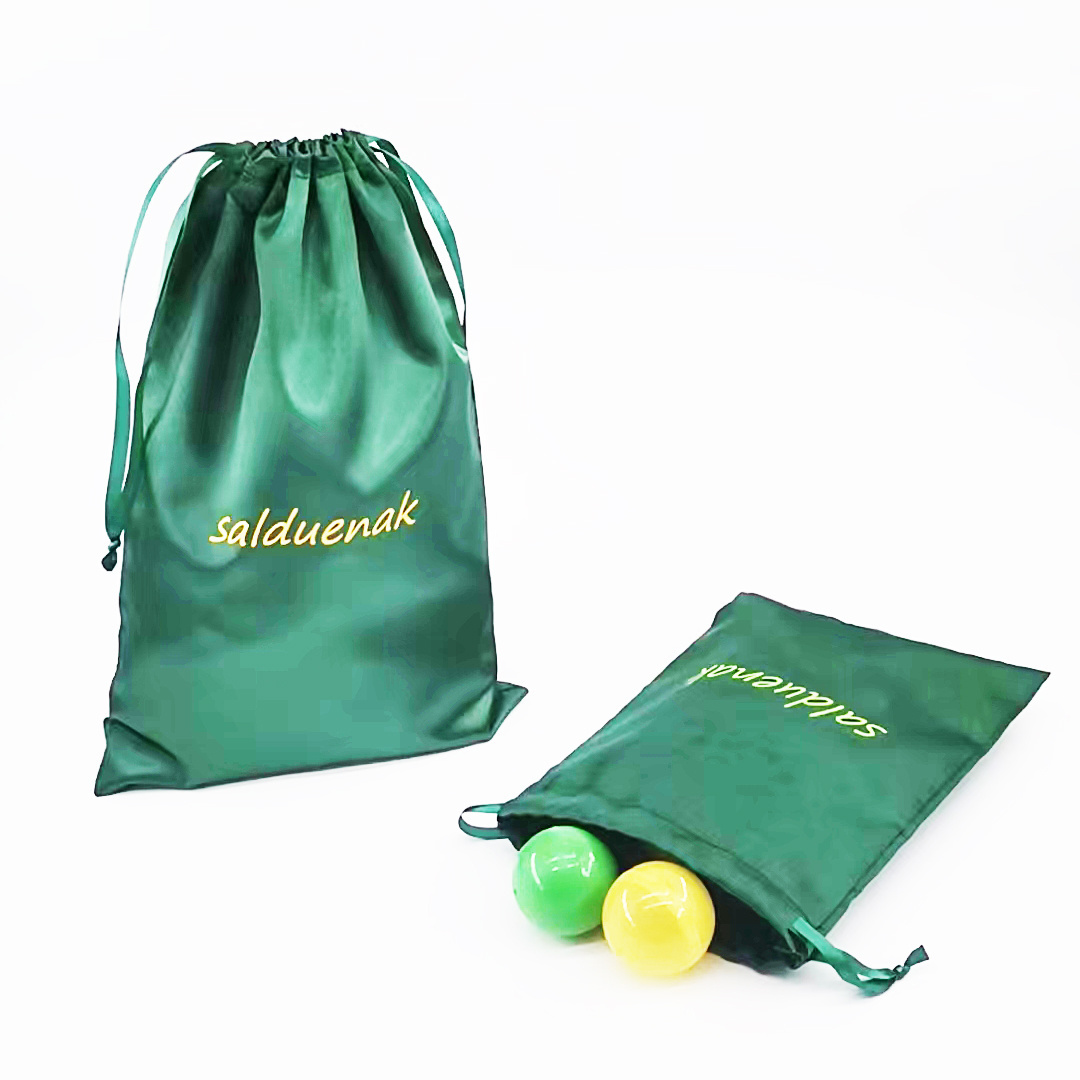 Satin drawstring bag custom logo satin wig bags with satin human weave hair gift storage bundle bag