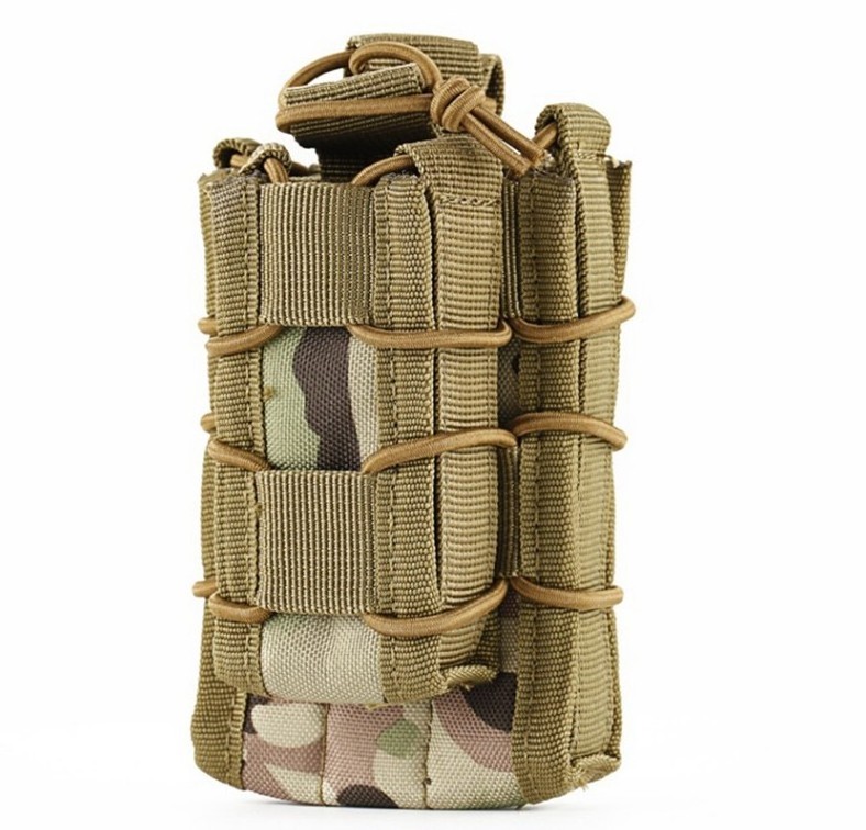 Outdoor Tactical Molle Double Layer Modular Magazine Pouch Elastic Nylon Cartridge Clip Mag Carrier