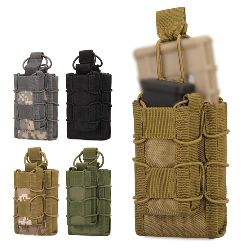 Outdoor Tactical Molle Double Layer Modular Magazine Pouch Elastic Nylon Cartridge Clip Mag Carrier