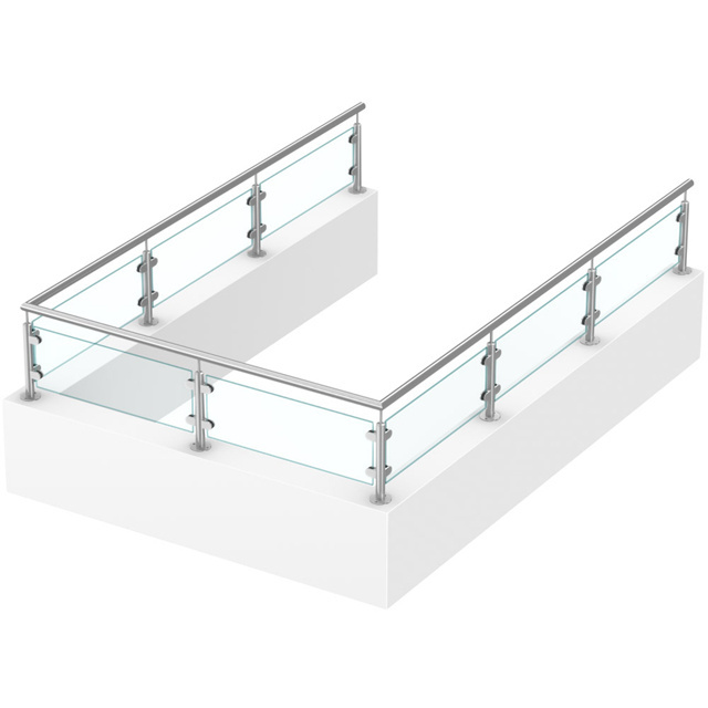 Stainless Steel Baluster Glass Railing For Parapet Wall