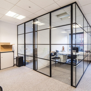 Frameless glass office partition, glass partition wall, transparent glass divider for office