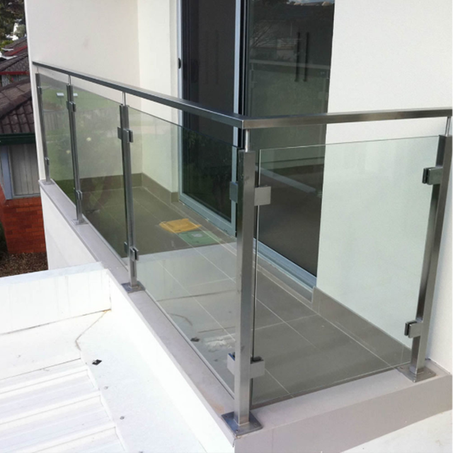 Square Pipe Glass Veranda Railing With Inox Post