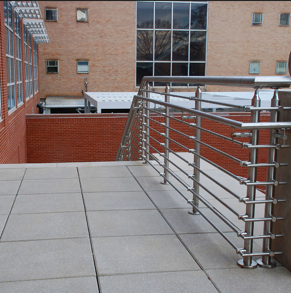 Modern stair balcony stainless steel grill railing designs with steel pipe holder hardware