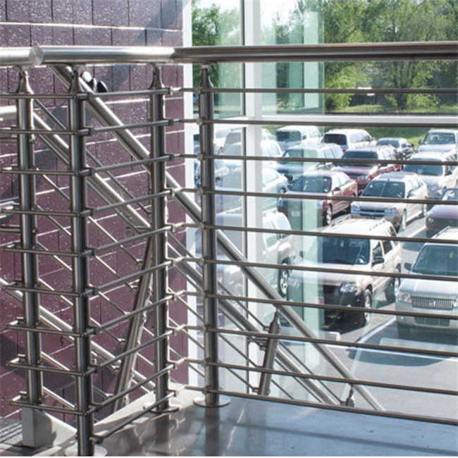 Modern stair balcony stainless steel grill railing designs with steel pipe holder hardware