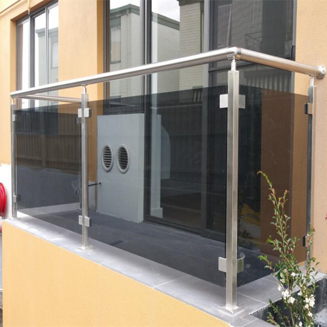 Square Pipe Glass Veranda Railing With Inox Post