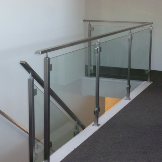 Square Pipe Glass Veranda Railing With Inox Post