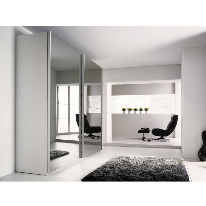 Modern wardrobe closet large clothing armoire with mirror doors