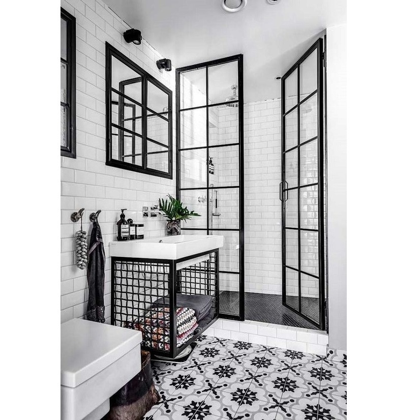 America style glass shower room black frame shower door