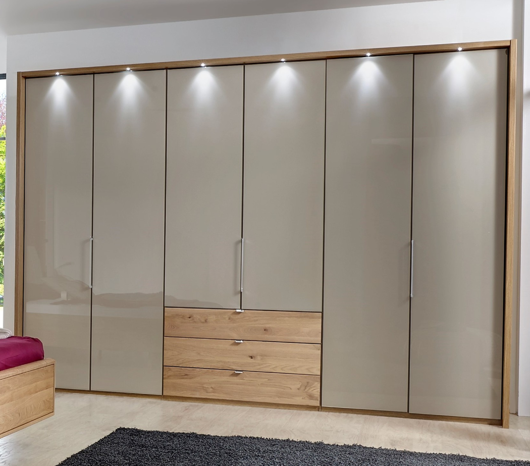 Wardrobe with glass fitted sliding doors and drawers wardrobe