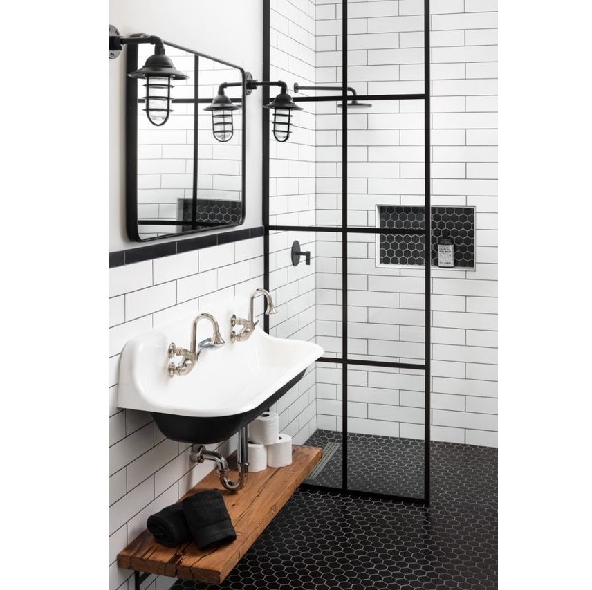 America style glass shower room black frame shower door