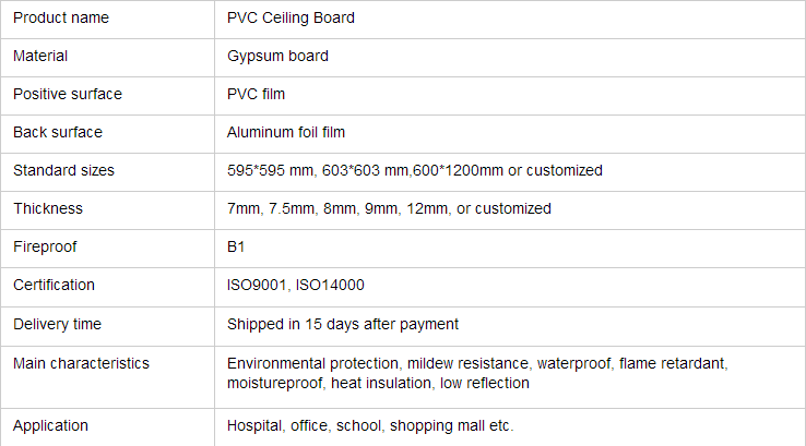 pvc laminated gypsum ceiling tiles/pvc gypsum ceiling tiles/T-grids