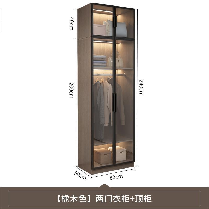 Wooden L shape Conner INS Bedroom Furniture Cabinet Clothes Organizer Closet Wardrobe With LED Light Glass Doors Wardrobes